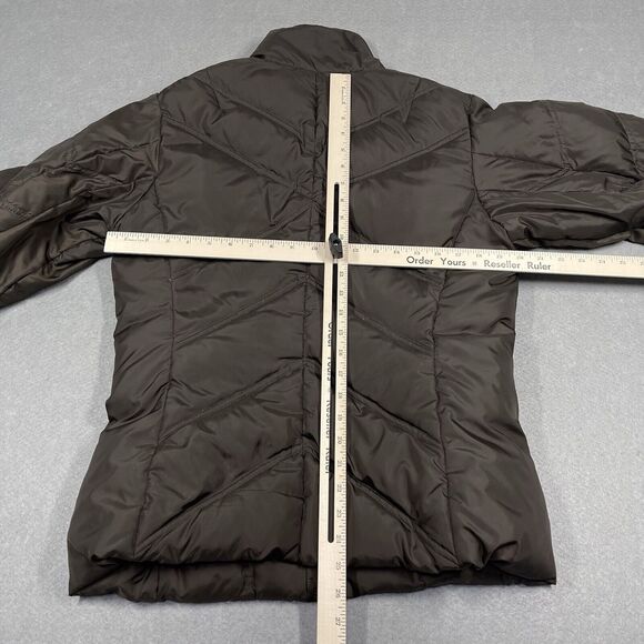 Eddie Bauer Jacket Womens Medium Brown Premium Goose Down Puffer Floral Full Zip - Picture 13 of 16